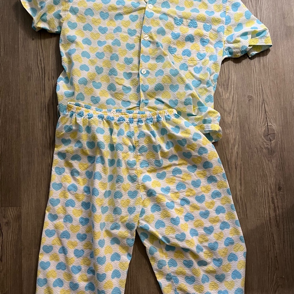 Cozy Easy Women Blue & Yellow Heart Pajama Set